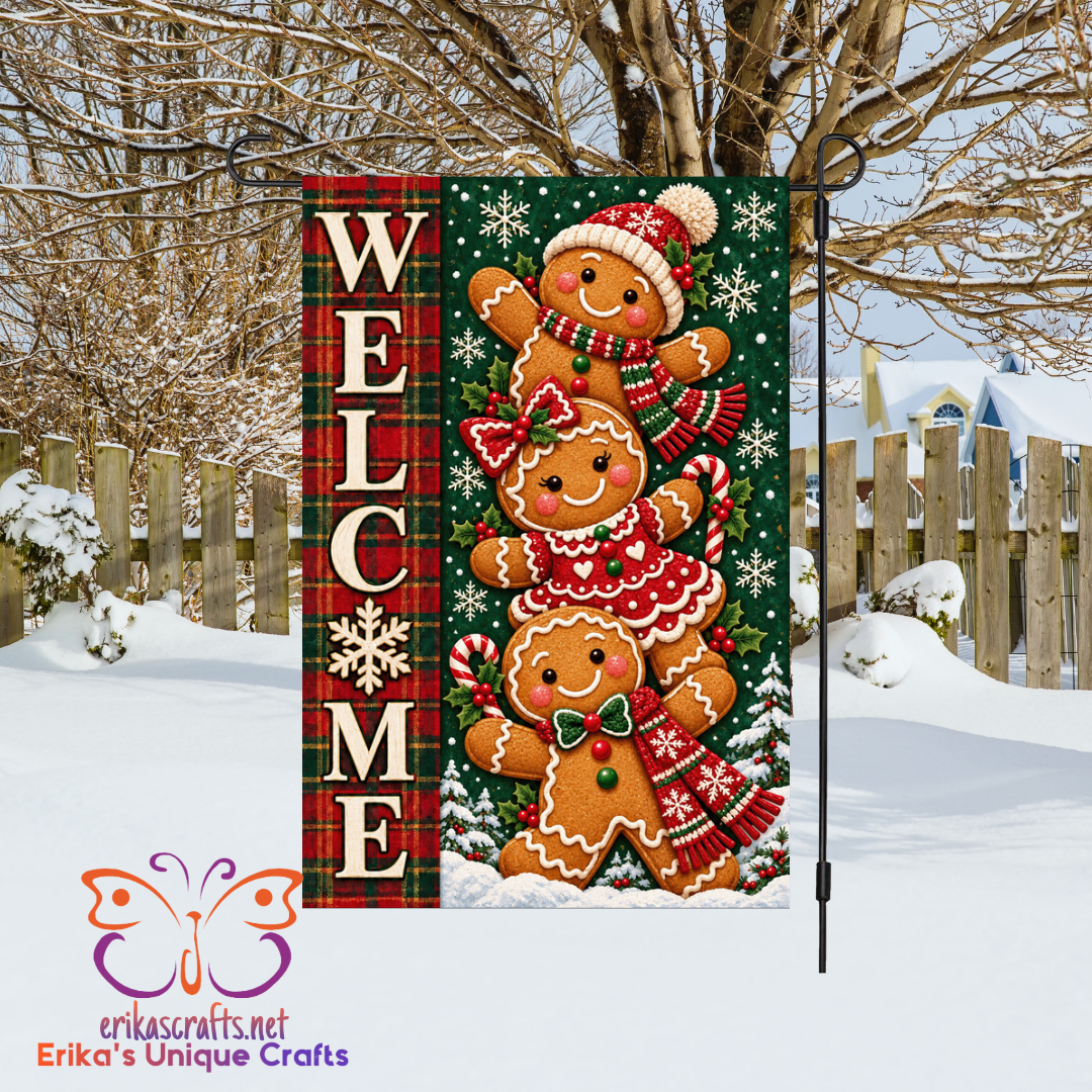 Gingerbread Men Welcome Garden Flag