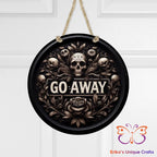 Go Away Skull Round Hanging Door Sign Door Sign