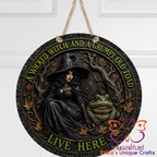 Wicked Witch and Grump Toad Metal Halloween Metal Door Sign