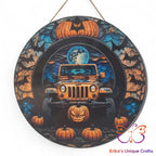Halloween 4x4 Round Hanging Door Sign Door Sign