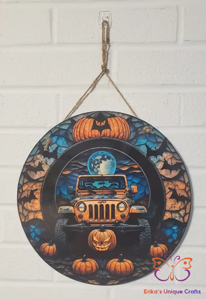 Halloween 4x4 Round Hanging Door Sign Door Sign