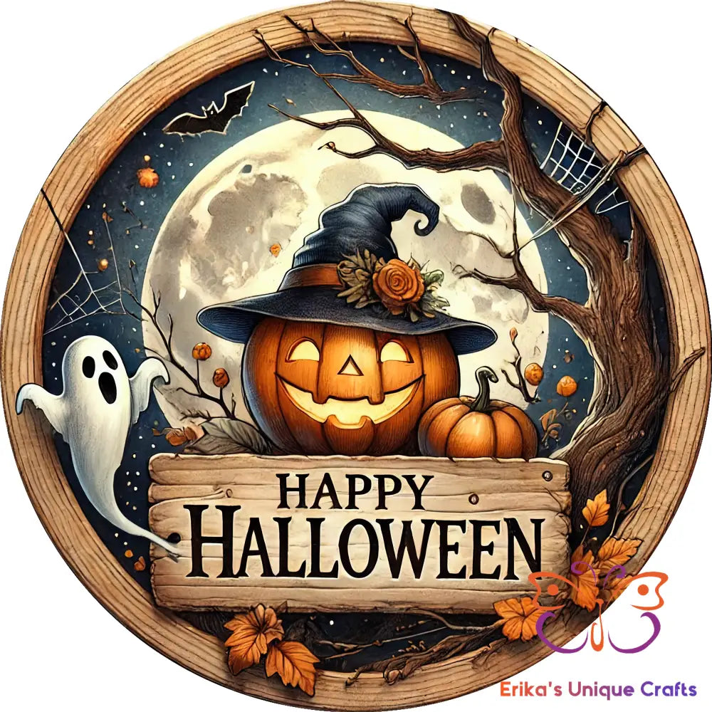Happy Halloween Jack O Lantern Round Hanging Door Sign Door Sign