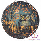 Happy Halloween Owl Round Hanging Door Sign Door Sign