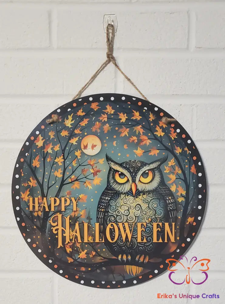 Happy Halloween Owl Round Hanging Door Sign Door Sign