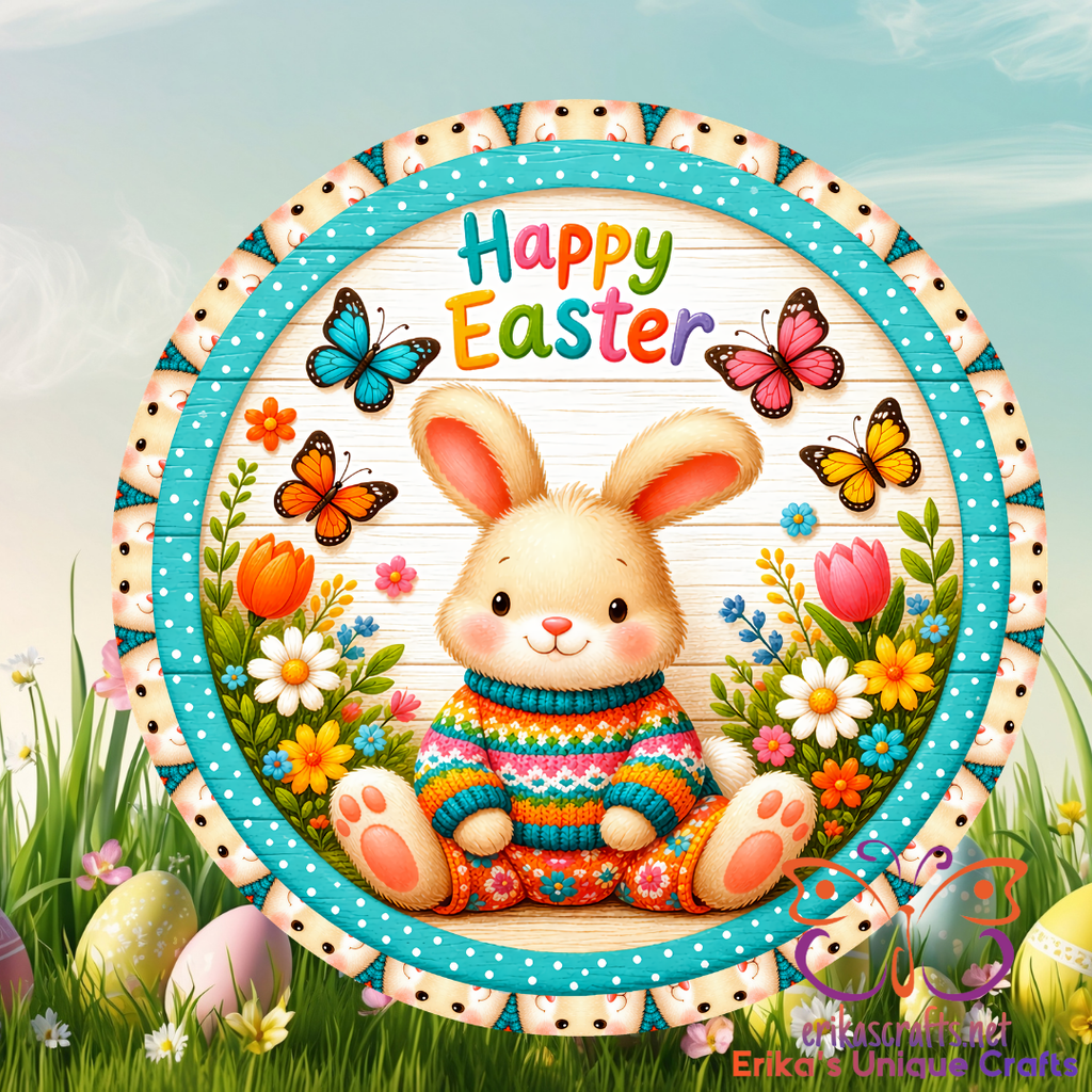 Happy Easter Bunny Sweater Door Sign