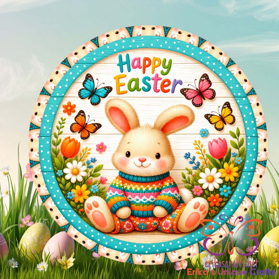 Happy Easter Bunny Sweater Door Sign
