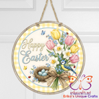 Happy Easter Bird Door Sign