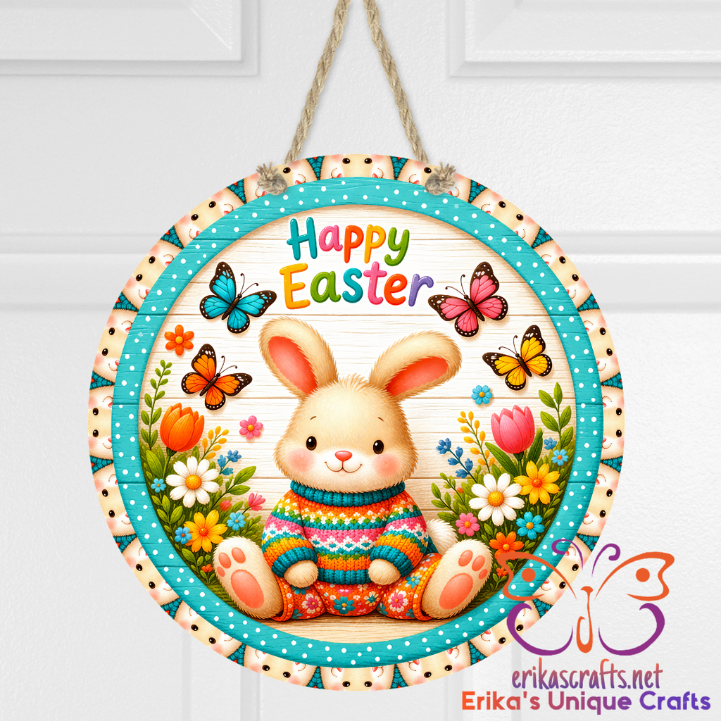 Happy Easter Bunny Sweater Door Sign