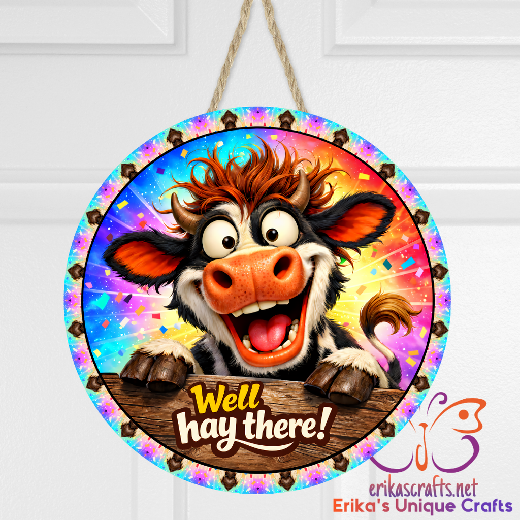 Hay There Cow Door Sign - Door Sign