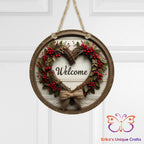 Heart Wreath Welcome Round Hanging Door Sign Door Sign