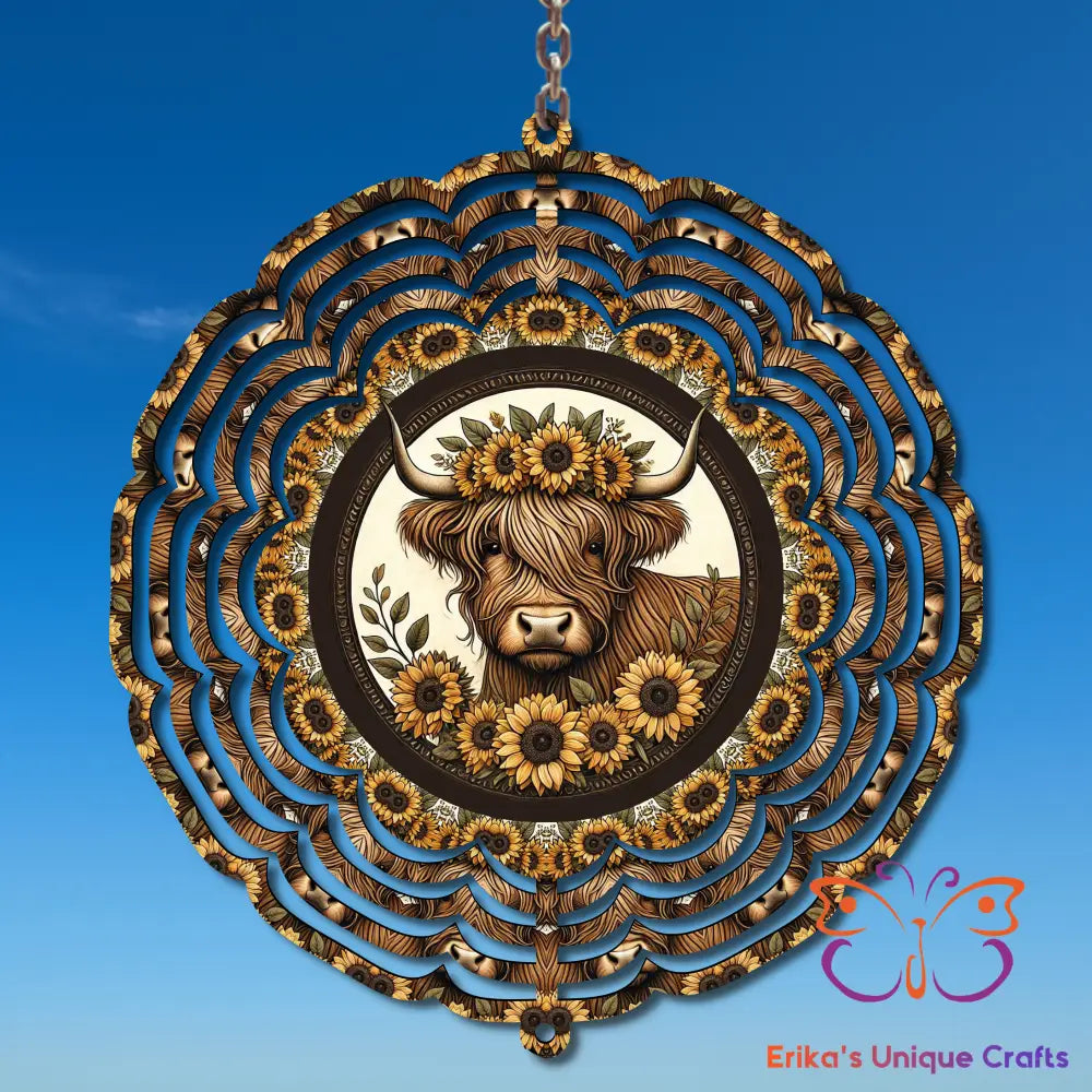 Highland Cow and Sunflowers Wind Spinner Wind Spinner