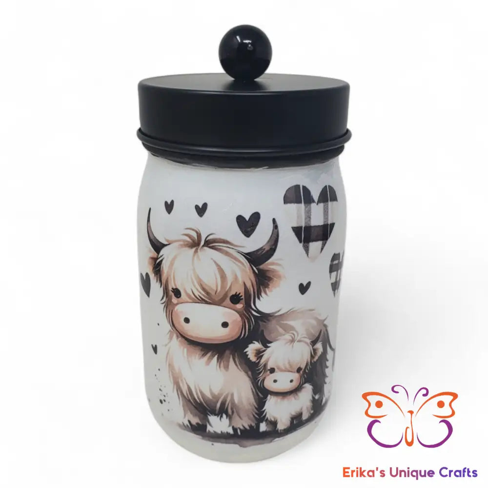 Highland Cow Plaid Mason Jar Apothecary Jar Mason Jar