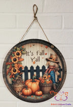 It’s Fall Y’all Scarecrow Round Hanging Door Sign Door Sign