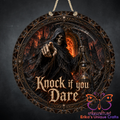 Knock If You Dare Metal Round Hanging Door Sign