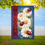 Daisies and Ladybugs Garden Flag