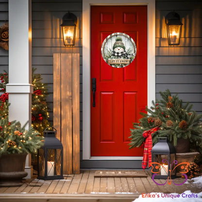 Let it Snow Snowman Round Hanging Door Sign Door Sign