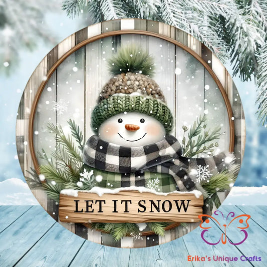Let it Snow Snowman Round Hanging Door Sign Door Sign