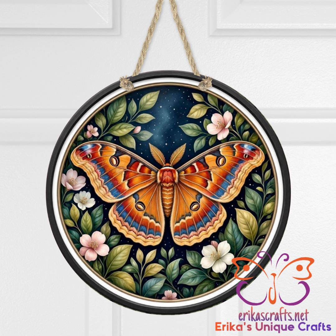 Large Moth Metal Door Sign