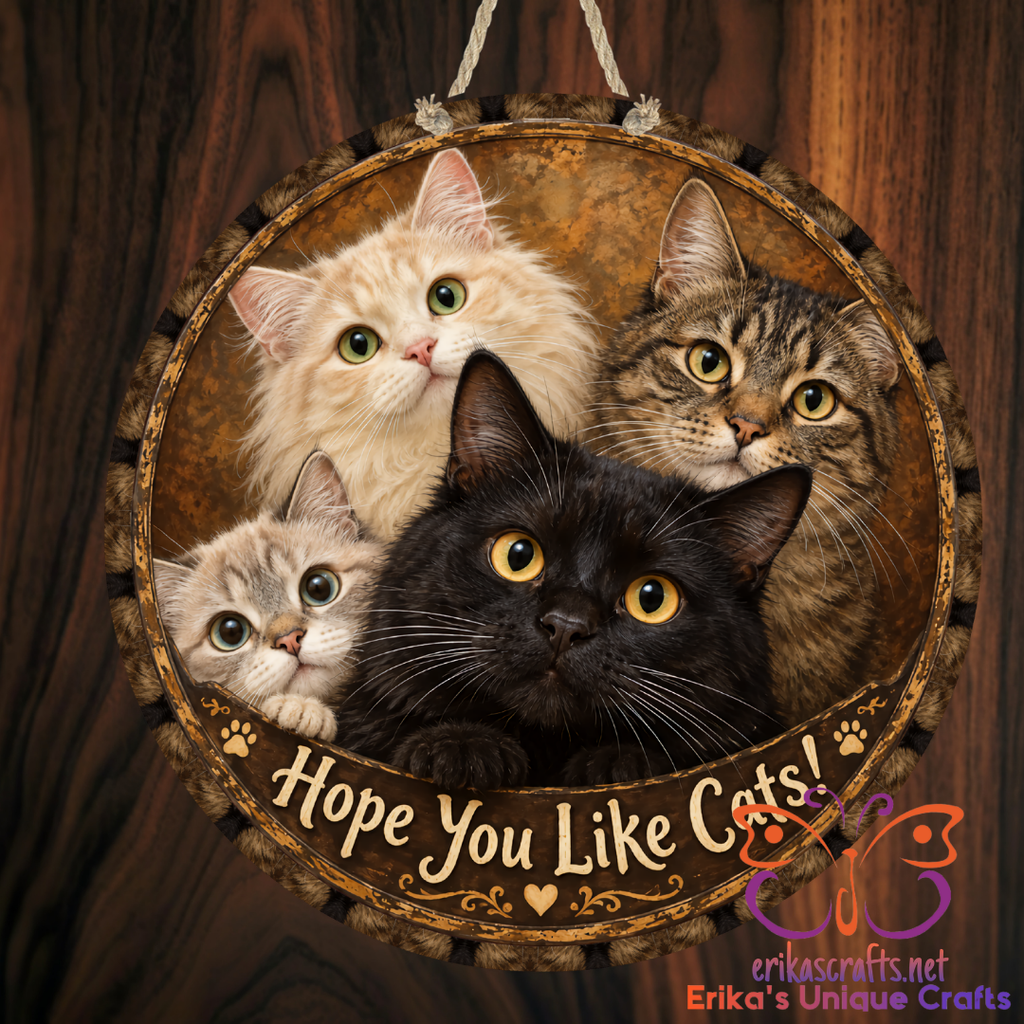 Hope You Like Cats Round Metal Door Sign