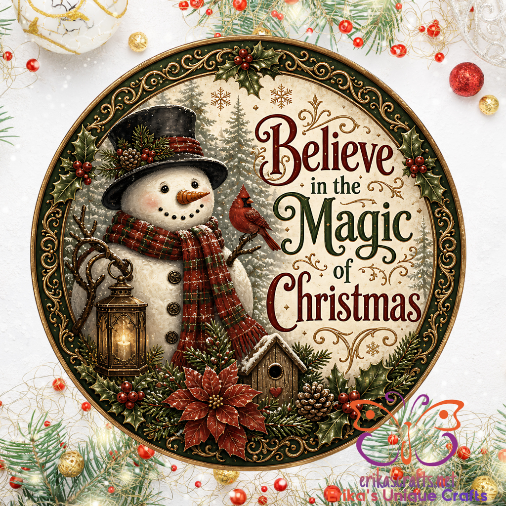Believe In The Magic Of Christmas Round Metal Door Sign