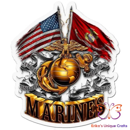 Marine Corp Logo and Flags Bullet Thermos Bullet Thermos