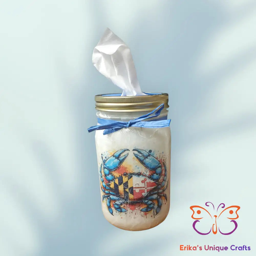 Maryland Blue Crab Mason Jar 32 Oz Tissue Dispenser Mason Jar