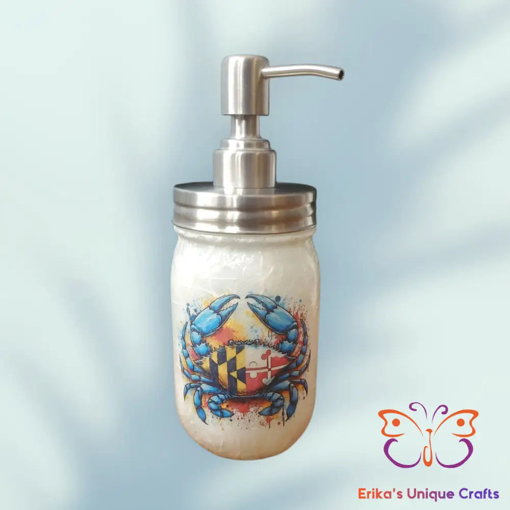 Maryland Blue Crab Mason Jar Soap Dispenser Mason Jar