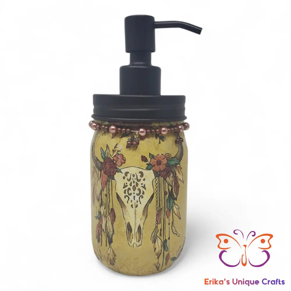 Mason Jar Soap Dispensers BOHO Cow Skull Soap Dispenser
