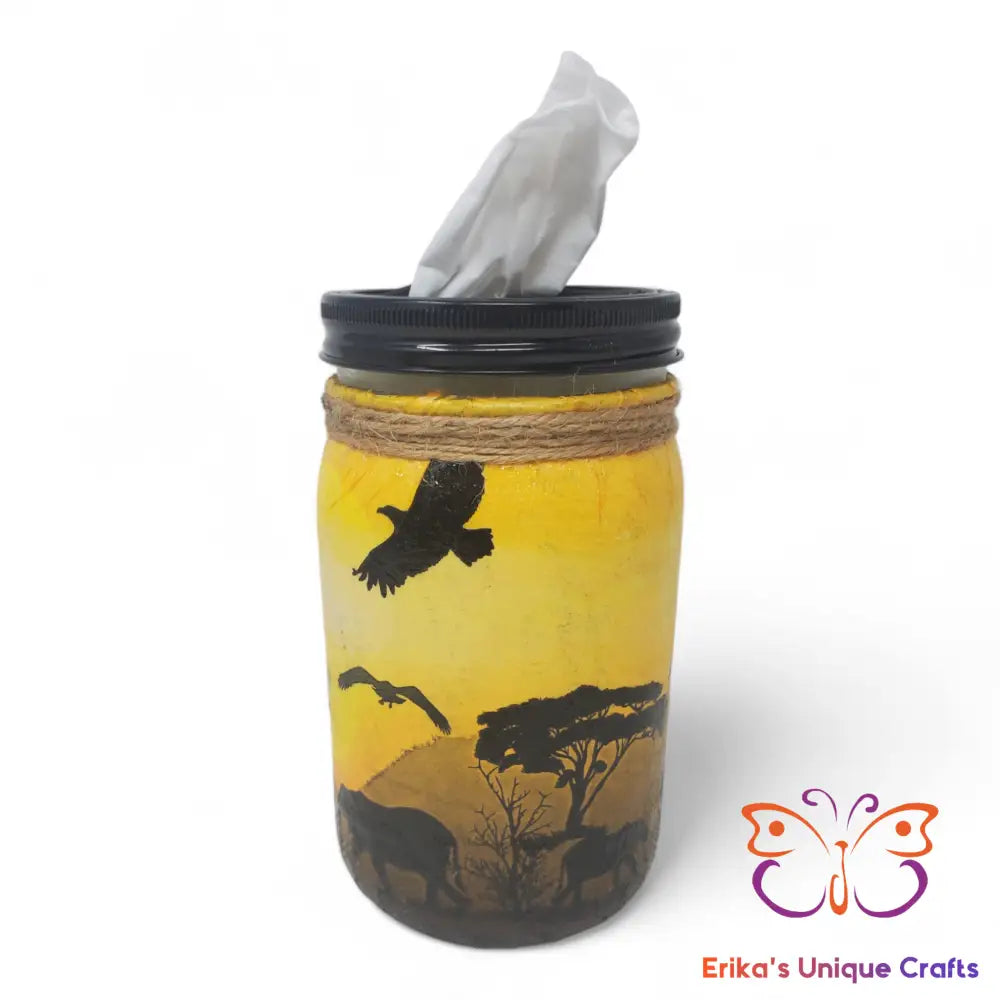 Mason Jar Tissue Dispenser African Wildlife Mason Jar