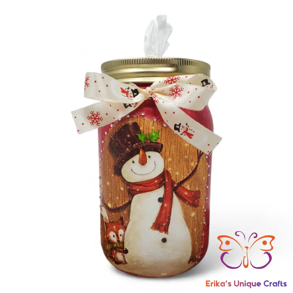 Mason Jar Tissue Dispenser Cheery Snowman Mason Jar