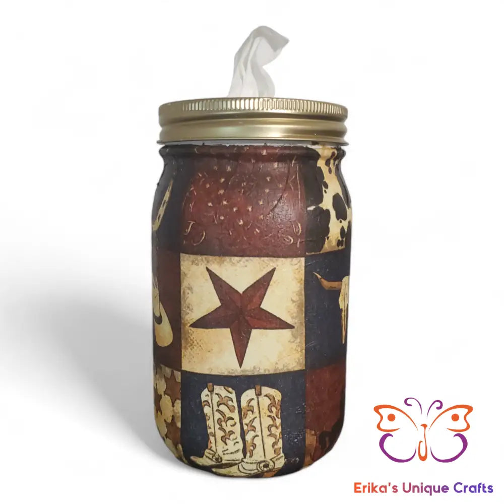 Mason Jar Tissue Dispenser Cowboy Collage Mason Jar