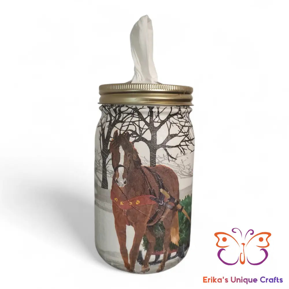 Mason Jar Tissue Dispenser Horse Sleigh Mason Jar