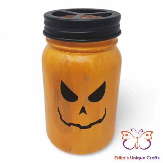 Mason Jar Toothbrush Holder Jack O Lantern