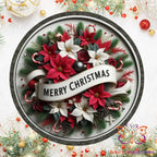 Merry Christmas Poinsettia Round Hanging Door Sign Door Sign