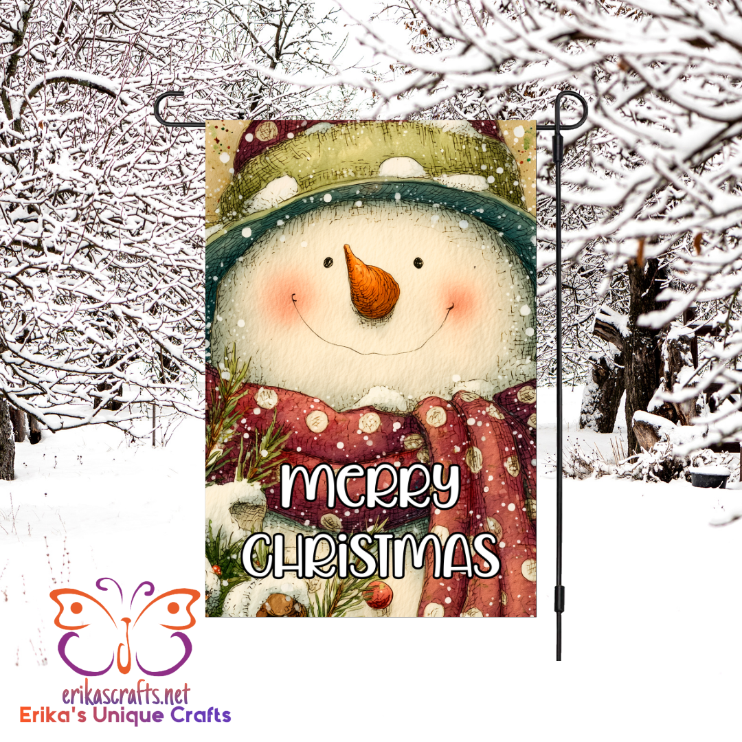 Merry Christmas Snowman Garden Flag - Garden Flag