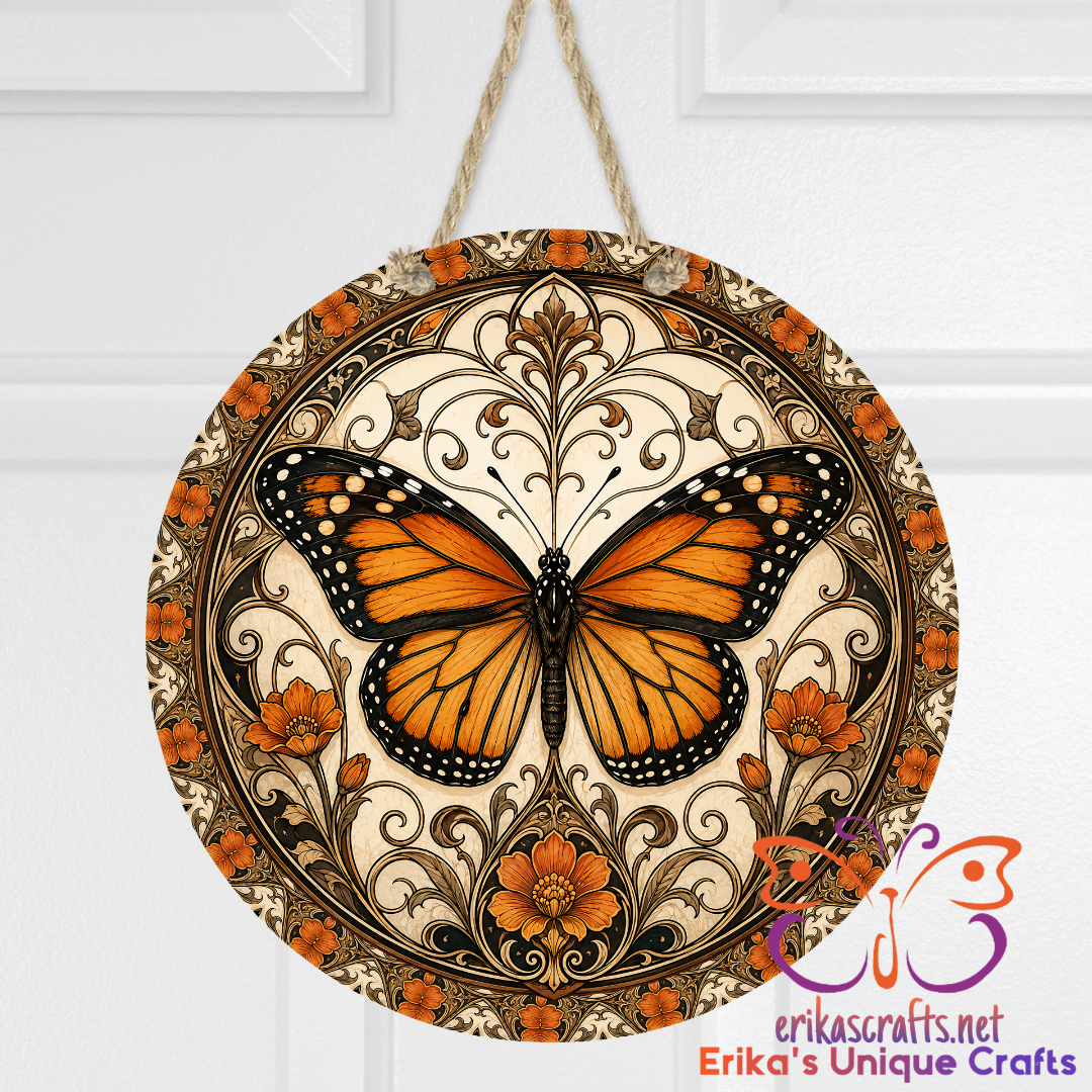 Monarch Butterfly Metal Door Sign