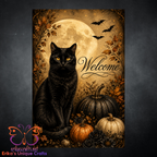 Black Cat Full Moon Halloween Garden Flag
