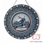 Motorcycle Welcome Round Hanging Door Sign Door Sign