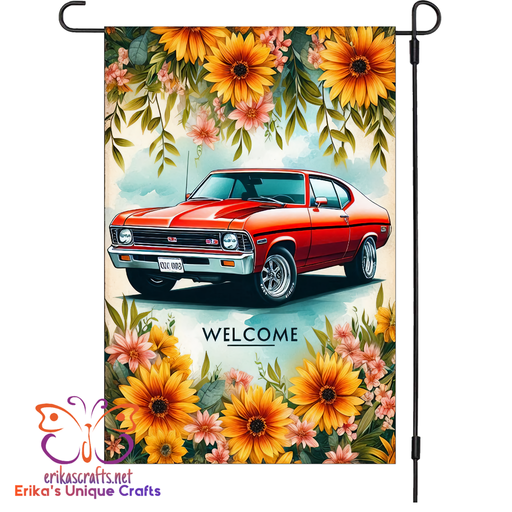 Muscle Car Welcome Garden Flag