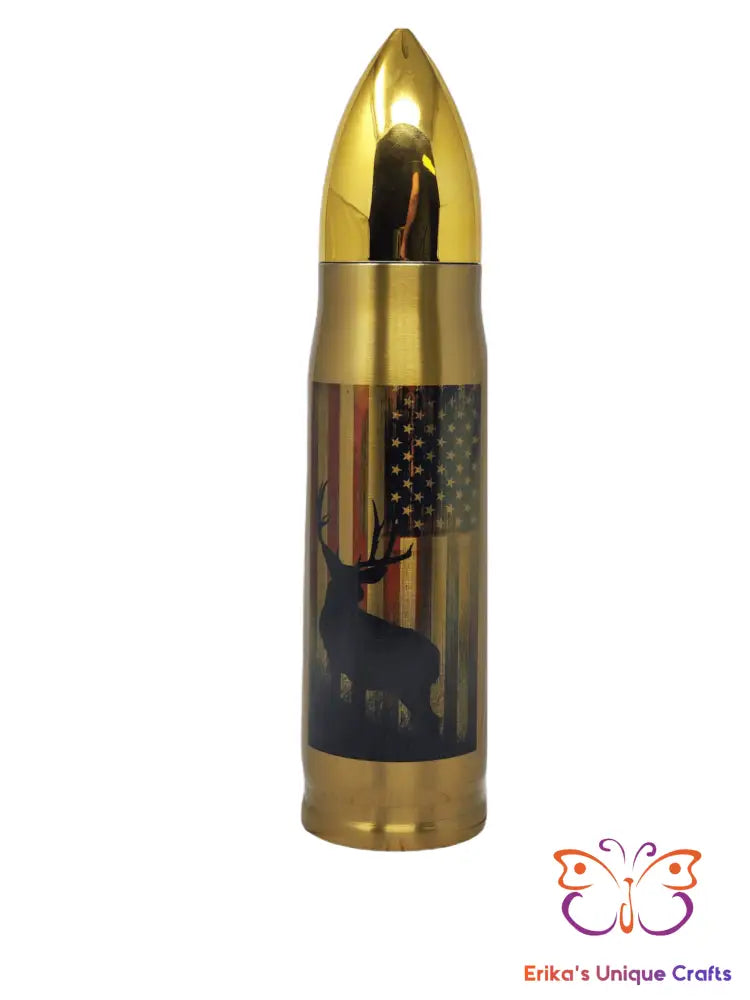 Mule Deer and Flag Bullet Thermos - Erikas Crafts