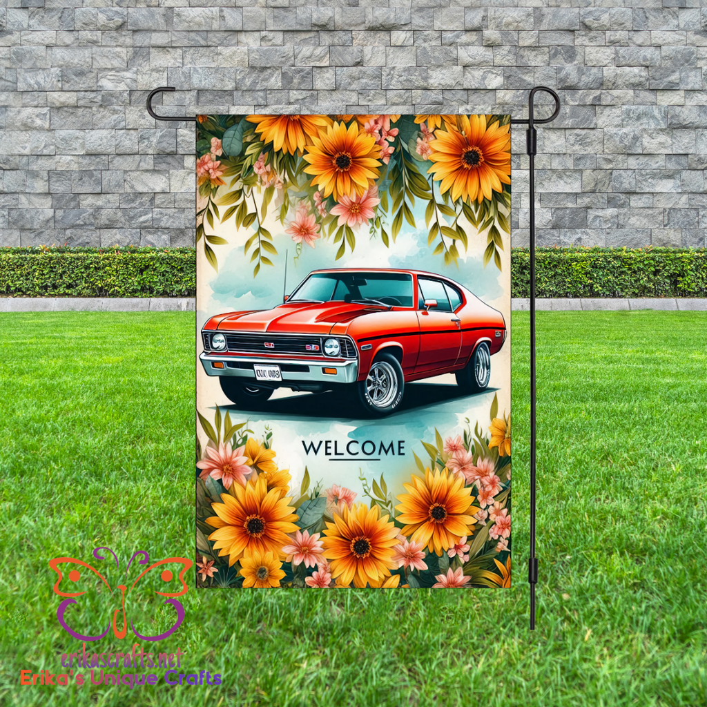 Muscle Car Welcome Garden Flag