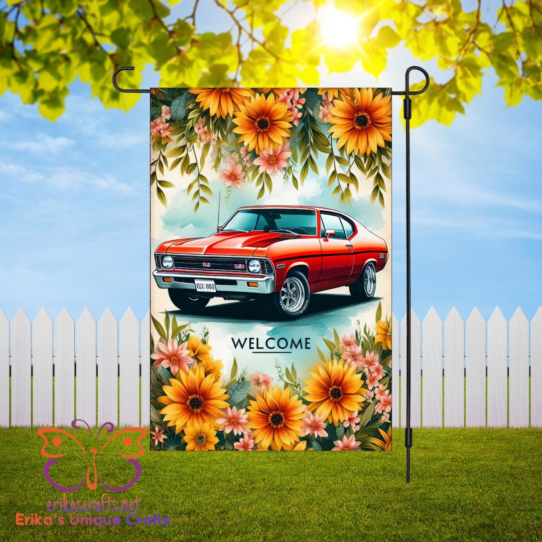 Muscle Car Welcome Garden Flag