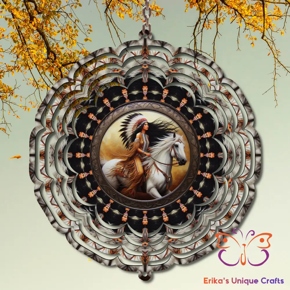 Native Warrior Woman Wind Spinner Wind Spinner