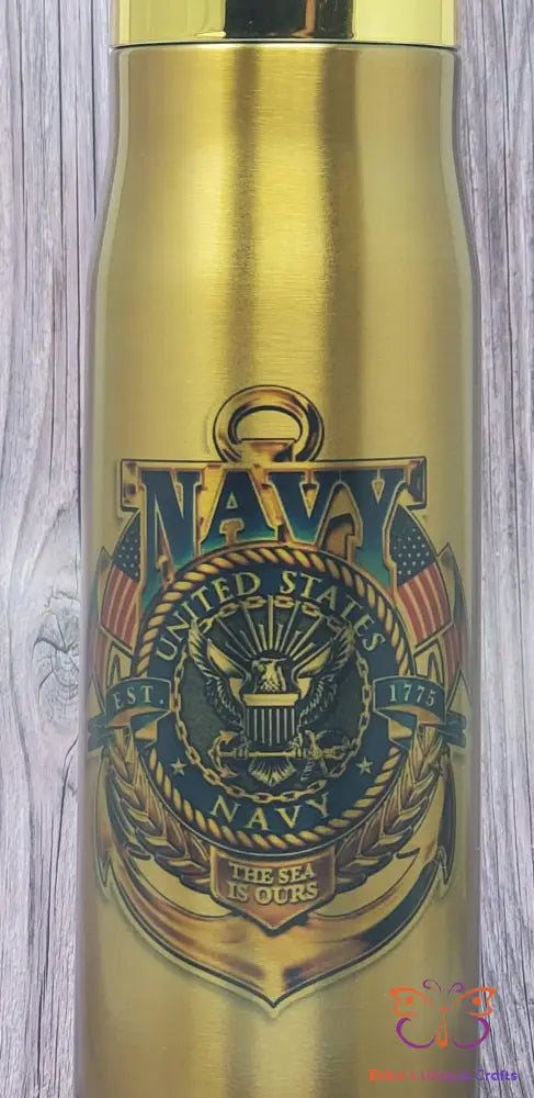 Navy Badge Bullet Thermos - Erikas Crafts