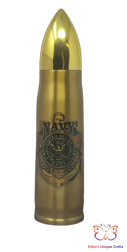 Navy Badge Bullet Thermos - Erikas Crafts