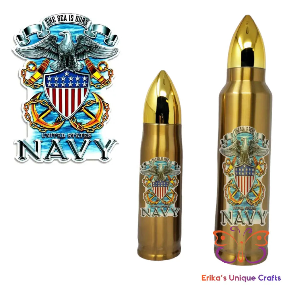 Navy The Seas Is Ours Bullet Thermos Bullet Thermos