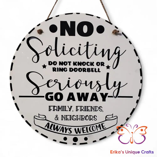No Soliciting Round Hanging Door Sign Door Sign