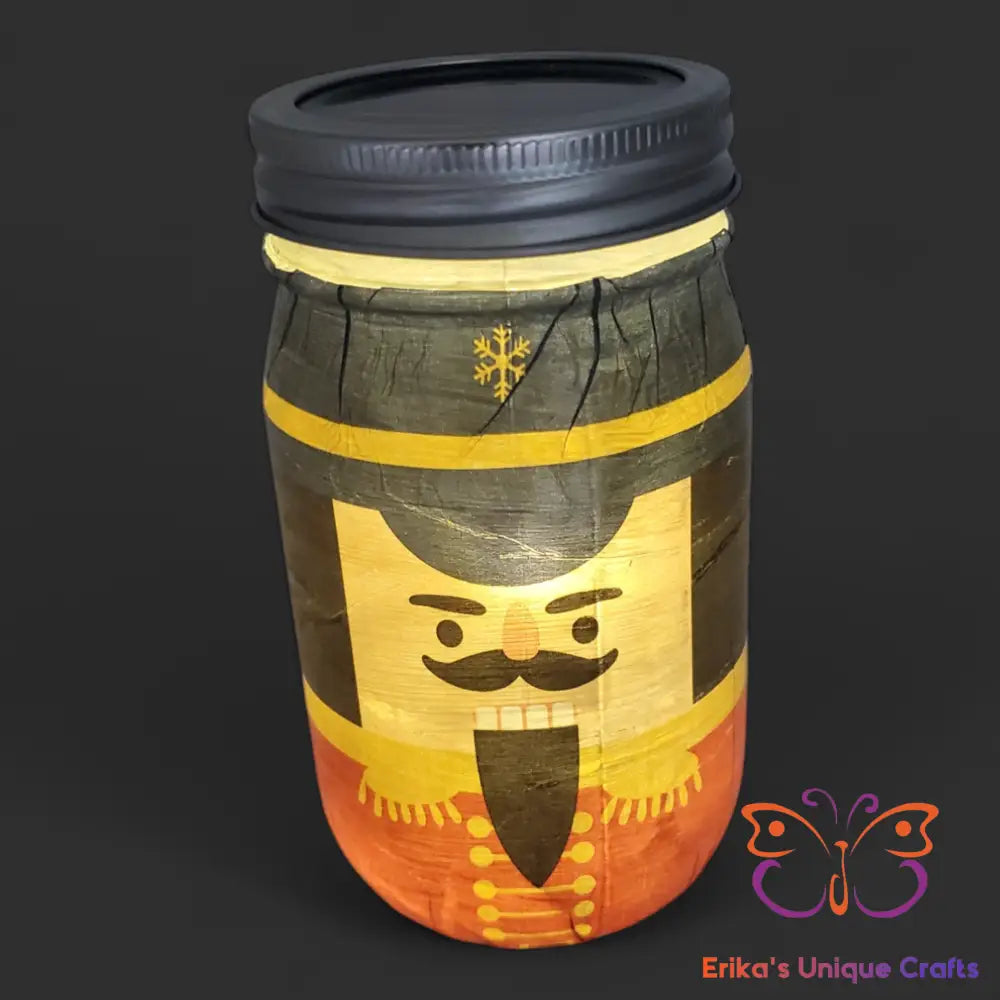 Nutcracker Mason Jar Solar Lights Apothecary Jar