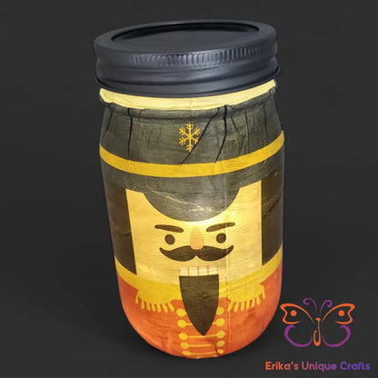 Nutcracker Mason Jar Solar Lights Apothecary Jar