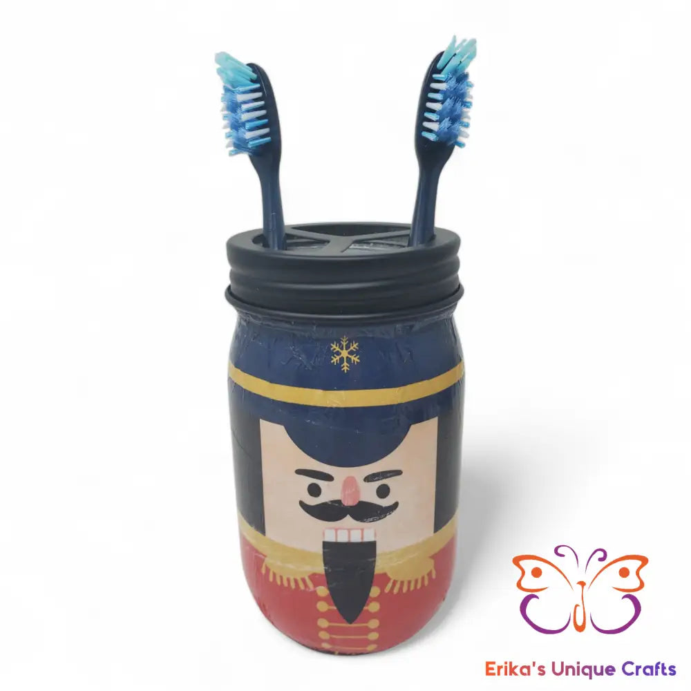Nutcracker Mason Jar Toothbrush Holder Apothecary Jar